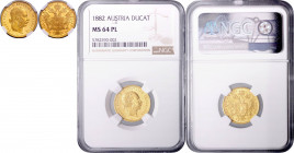 FRANZ JOSEPH I (1848 - 1916)&nbsp;
1 Ducat, 1882, Früh 1241&nbsp;

UNC | UNC , NGC MS 64 PL | Mimořádný exemplář! | Extraordinary specimen!