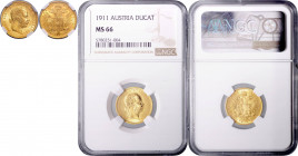 FRANZ JOSEPH I (1848 - 1916)&nbsp;
1 Ducat, 1911, Früh 1270&nbsp;

UNC | UNC , NGC MS 66 | Mimořádný exemplář! | Extraordinary specimen!