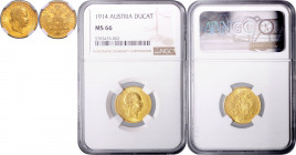 FRANZ JOSEPH I (1848 - 1916)&nbsp;
1 Ducat, 1914, Früh 1273&nbsp;

UNC | UNC , NGC MS 66 | Mimořádný exemplář! | Extraordinary specimen!