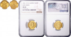FRANZ JOSEPH I (1848 - 1916)&nbsp;
1 Ducat (date error), 1951, Früh 1275&nbsp;

UNC | UNC , NGC MS 68 | Mimořádný exemplář! | Extraordinary specime...
