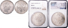 FRANZ JOSEPH I (1848 - 1916)&nbsp;
2 Thaler, 1867, A. Früh 1343&nbsp;

UNC | UNC , NGC MS 63 | Mimořádný exemplář! | Extraordinary specimen!