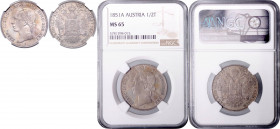 FRANZ JOSEPH I (1848 - 1916)&nbsp;
1/2 Thaler (bust left), 1851, A. Früh 1435&nbsp;

UNC | UNC , NGC MS 65 | Mimořádný exemplář! | Extraordinary sp...