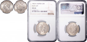 FRANZ JOSEPH I (1848 - 1916)&nbsp;
20 Kreuzer (bust left), 1852, A. Früh 1557&nbsp;

UNC | UNC , NGC MS 66 | Mimořádný exemplář! | Extraordinary sp...