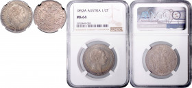 FRANZ JOSEPH I (1848 - 1916)&nbsp;
1/2 Thaler, 1852, A. Früh 1436&nbsp;

UNC | UNC , NGC MS 64 | Mimořádný exemplář! | Extraordinary specimen!...