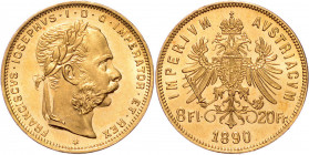 FRANZ JOSEPH I (1848 - 1916)&nbsp;
8 Gulden, 1890, 6,46g, Früh 1324&nbsp;

UNC | UNC