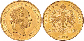 FRANZ JOSEPH I (1848 - 1916)&nbsp;
4 Gulden, 1878, 3,22g, Früh 1331&nbsp;

about UNC | about UNC , drobné hranky | small defects on the edge