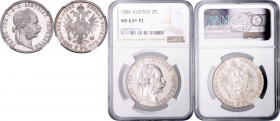 FRANZ JOSEPH I (1848 - 1916)&nbsp;
2 Gulden, 1886, Früh 1385&nbsp;

UNC | UNC , NGC MS 63+ PL