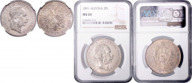 FRANZ JOSEPH I (1848 - 1916)&nbsp;
2 Gulden, 1891, Früh 1390&nbsp;

UNC | UNC , NGC MS 64
