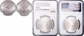 FRANZ JOSEPH I (1848 - 1916)&nbsp;
2 Gulden Shooting Festival Vienna (restrike), 1873/1973, Früh 1902&nbsp;

UNC | UNC , NGC MS 66 | Mimořádný exem...