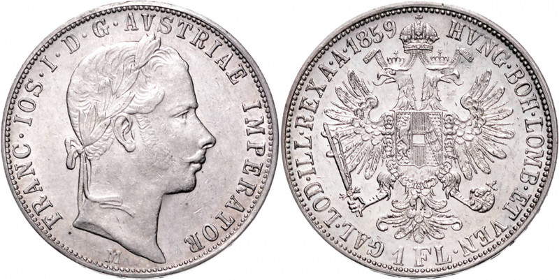 FRANZ JOSEPH I (1848 - 1916)&nbsp;
1 Gulden, 1859, 12,3g, M. Früh 1454&nbsp;
...