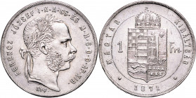 FRANZ JOSEPH I (1848 - 1916)&nbsp;
1 Forint, 1871, 12,34g, GYF. Früh 1774&nbsp;

about EF | about EF
