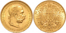 FRANZ JOSEPH I (1848 - 1916)&nbsp;
20 Corona, 1900, 6,77g, Früh 1932&nbsp;

EF | about UNC