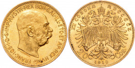 FRANZ JOSEPH I (1848 - 1916)&nbsp;
20 Corona, 1910, 6,8g, Früh 1940&nbsp;

EF | about UNC