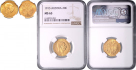 FRANZ JOSEPH I (1848 - 1916)&nbsp;
20 Corona, 1913, Früh 1942&nbsp;

UNC | UNC , NGC MS 63 | Mimořádný exemplář! | Jeden exemplář ze dvou s tímto h...