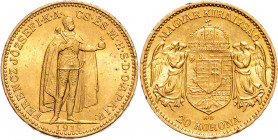 FRANZ JOSEPH I (1848 - 1916)&nbsp;
20 Korona, 1915, 6,77g, KB. Früh 2079&nbsp;

EF | EF