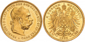 FRANZ JOSEPH I (1848 - 1916)&nbsp;
10 Corona pattern coin, 1893, Früh 1425&nbsp;

about UNC | about UNC