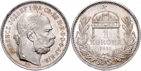 FRANZ JOSEPH I (1848 - 1916)&nbsp;
1 Korona, 1892, 4,96g, KB. Früh 2114&nbsp;

UNC | UNC | Mimořádný exemplář! | Extraordinary specimen!