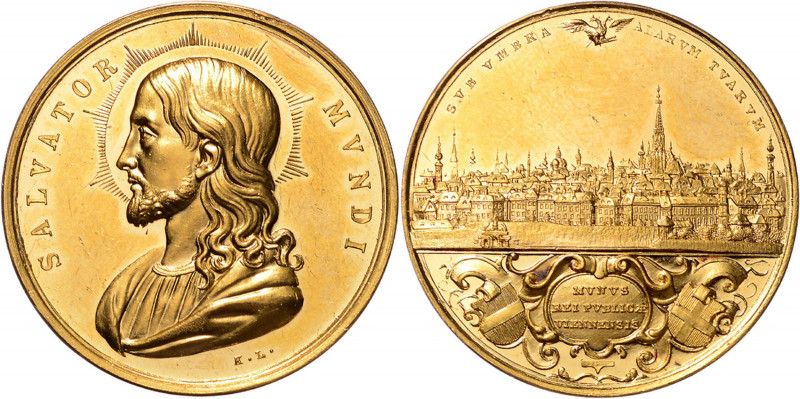 FRANZ JOSEPH I (1848 - 1916)&nbsp;
Gold medal Salvator Mundi (6 Ducats), b. l. ...