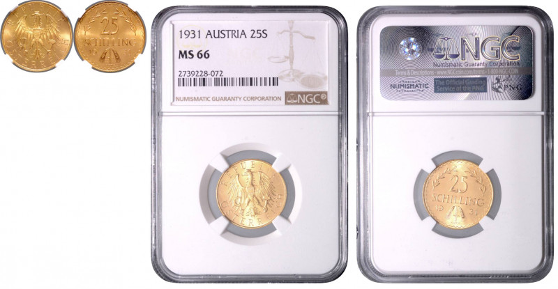 AUSTRIA&nbsp;
25 Schilling, 1931, AMK 3&nbsp;

UNC | UNC , NGC MS 66 | Mimořá...