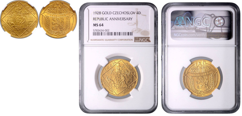 CZECHOSLOVAKIA&nbsp;
Gold medal (4 Ducats) 10th Anniversary of the founding of ...