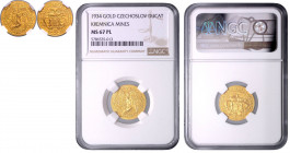 CZECHOSLOVAKIA&nbsp;
Gold medal (1 Ducat) Revival of Kremnitz´ Mining, 1934, Kremnica. 20 mm, Au 987/1000, A. Hám, MCH CSR1-MED9&nbsp;

UNC | UNC ,...
