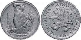 CZECHOSLOVAKIA&nbsp;
1 Koruna pattern coin (zinc), 1951, 3,74g&nbsp;

UNC | UNC