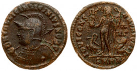 Roman Empire AE 1 Follis Licinius II AD 317-324. Obverse: D N VAL LICIN LICINIVS NOB C. Helmeted and armored bust of Licinius II on the left; seen fro...
