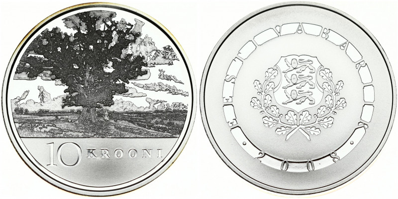Estonia 10 Krooni 2008 90th Anniversary of Independence. Obverse: National arms....