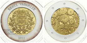 Estonia 20 Euro 2011 Estonia's entry into Eurozone. Obverse: National arms. Reverse: Lace. Bi-Metallic-Gold-Silver. KM 69. With Box & Certificate