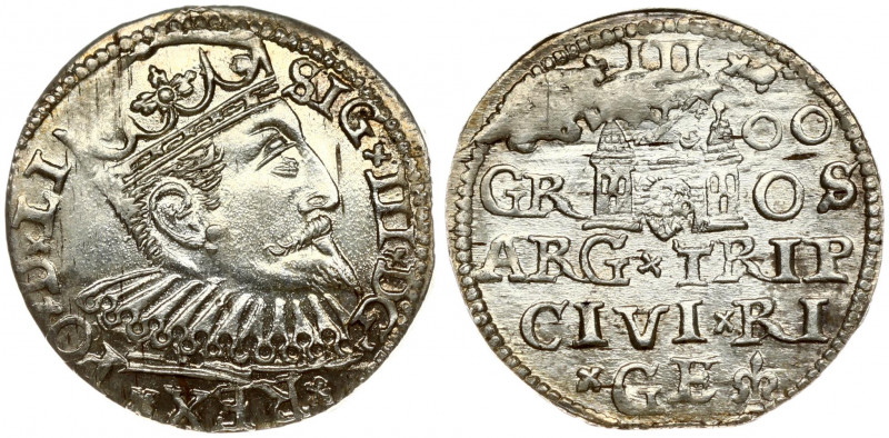 Latvia 3 Groszy 1600 Riga. Sigismund III Vasa(1587-1632). Obverse: Crowned bust ...
