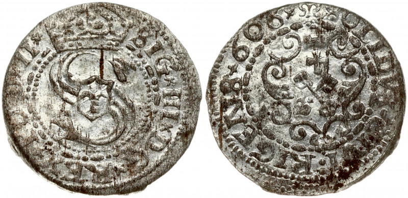Latvia 1 Solidus 1606 Riga. Sigismund III Waza (1587-1632). Obverse: Large S mon...