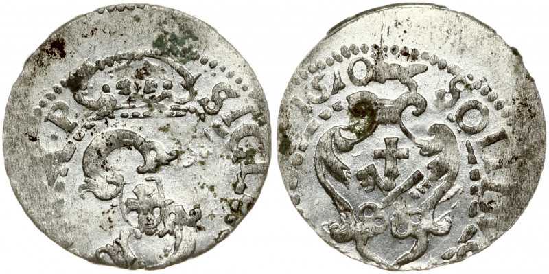 Latvia 1 Solidus 1610 Riga. Sigismund III Waza (1587-1632). Obverse: Large S mon...