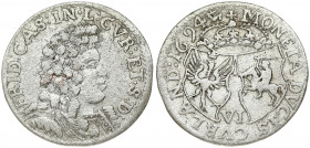 Latvia Courland 6 Groszy 1694 Mitau. Friedrich Casimir Kettler(1682-1698). Obverse: Bust facing right surrounded by legend. Reverse: Shield with eagle...