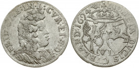 Latvia Courland 6 Groszy 1694 Mitau. Friedrich Casimir Kettler(1682-1698). Obverse: Bust facing right surrounded by legend. Reverse: Shield with eagle...