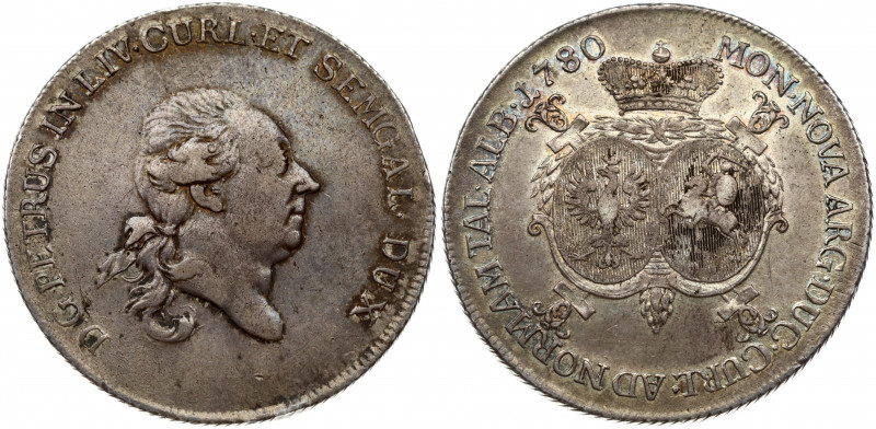 Latvia Courland 1 Thaler 1780 Mitau. Peter Biron(1769-1795). Obverse: Head right...