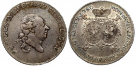 Latvia Courland 1 Thaler 1780 Mitau. Peter Biron(1769-1795). Obverse: Head right. Obverse Legend: D • G • PETRUS IN LIV • CURL • ET SEMGAL • DUX. Reve...