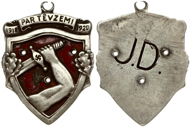 Latvia Liberation War Medal (1918-1920). Instituted in 1922. Two-piece construct...