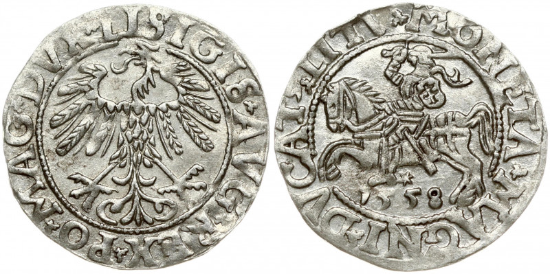 Lithuania 1/2 Grosz 1558 Vilnius. Sigismund II Augustus (1545-1572). Obverse Let...