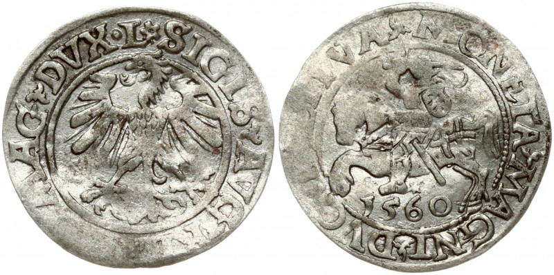 Lithuania 1/2 Grosz 1560 Vilnius. Sigismund II Augustus (1545-1572). Obverse Let...