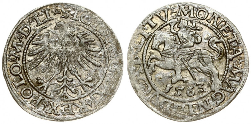 Lithuania 1/2 Grosz 1563 Vilnius. Sigismund II Augustus (1545-1572). Obverse Let...