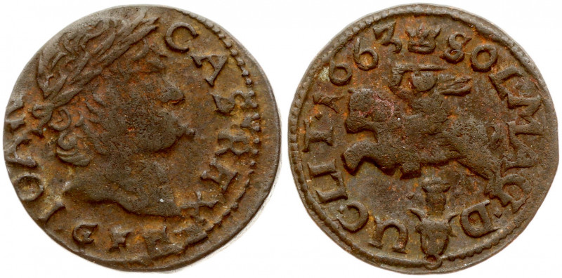 Lithuania 1 Solidus 1663 GFH Vilnius John II Casimir Vasa (1649–1668). Obverse: ...