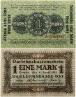 Lithuania Germany 1 Mark 1918 Kaunas Darlehnskasse Ost. Wilhelm II (1888-1918). Obverse Lettering: DARLEHNSKASSENSCHEIN EINE MARK Kowno; den 4. April ...