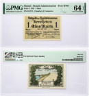 Lithuania MEMEL 1 Mark 1922 Banknote. Chamber of Commerce. Pick#4b. 1922 1 Mark - French Administration S/N 415747. Printer: Gebruder Parcus; Munich -...