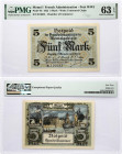 Lithuania MEMEL 5 Mark 1922 Banknote. Chamber of Commerce. Pick#4b. 1922 5 Mark - French Administration S/N 316693. Printer: Gebruder Parcus; Munich -...
