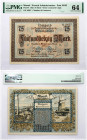 Lithuania MEMEL 75 Mark 1922 Banknote. Chamber of Commerce. Obverse Lettering: Notgeld der Handelskammer des Memelgebiets 75 Mark - Mark 75. Reverse L...