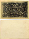 Lithuania 5 Centai 1922 Banknote. Obverse: Denomination. Lettering: 5 Penki Centai 5. Paper. P# 9pp2