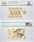 Lithuania 1 Talonas 1991 Banknote Obverse: Value. Reverse: Two Sand Lizards (Lacerta agilis). S/N AB467809. P 32b. PCGS CHOICE AU 58