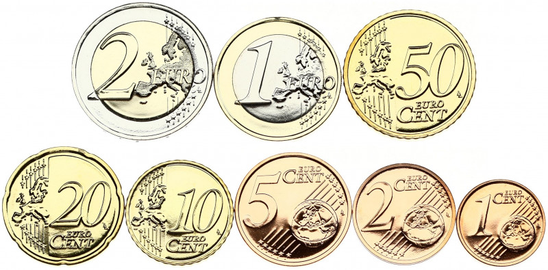 Lithuania 1-50 Cent & 1-2 Euro 2021 LMK. Obverse: Coat of arms of the Republic o...