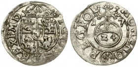Poland 1/24 Thaler 1617 Bydgoszcz. Sigismund III Vasa (1587-1632). Obverse: Crowned shield. Reverse: 24 within orb dividing date. Silver. Gorecki B.17...