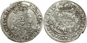 Poland 18 Groszy 1654 Poznan. John II Casimir Vasa (1649–1668). Obverse: Crowned portrait bust right. Reverse: Crowned shield. Silver. Chipped edge. K...